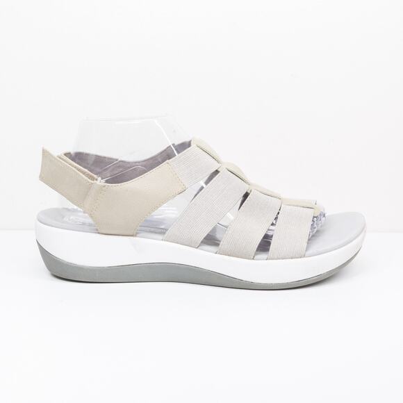 CLARKS Cloudsteppers Aria Shaylie Casual Stretchy Sandals Gray Womens Sz 9.5 - Picture 1 of 7